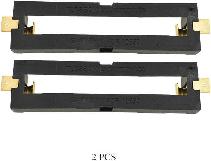 HAHIYO 18650 1 Slot Battery Holder Clip Storage Case Copper Good Contacts 3.7V DIY Charging Power Not Leak Secure Snug Hold Wide Tab Easy Solder Remove for Circuit PCB SMT Parallel Pin 2PCS