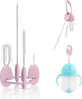Baby Straw Brush Set, 4 Piece Cleaner Kit with Standable Key Ring, for Sippy Cups, Weighted Straw Cups & Baby Bottles – Designed for 0–24 Months, Pink