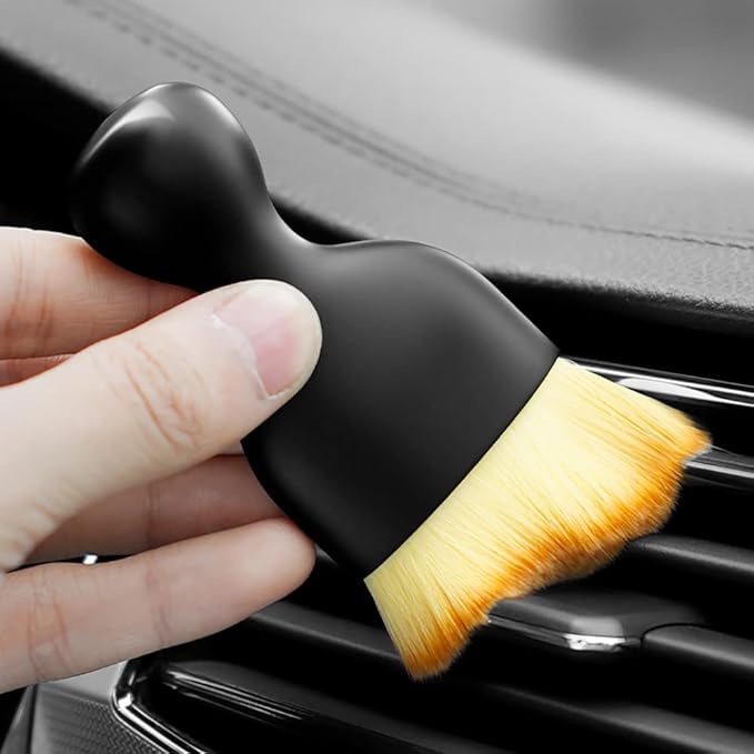 Auto Detailing Brush Set for Car Interior, 2PCS Soft Bristle Car Detailing Brushes for Dashboard, Air Vent & Console Cleaning, Scratch-Free Interior Detail Brush with Covers