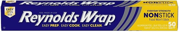 Reynolds Wrap Non-Stick Aluminum Foil Easy Prep, Cook & Clean (50 Sq Ft (Pack of 6)