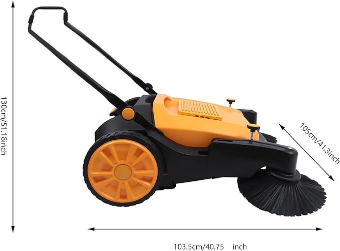 Floor Sweeper, 41" Hand-Push Sweeping Sweeper, Lawn Sweeper Portable Street Sweep Tool, Hand-Push Self-Propelled Cleaner, Carpet Sweeper, Outdoor Sweeper for Industry Home Factory