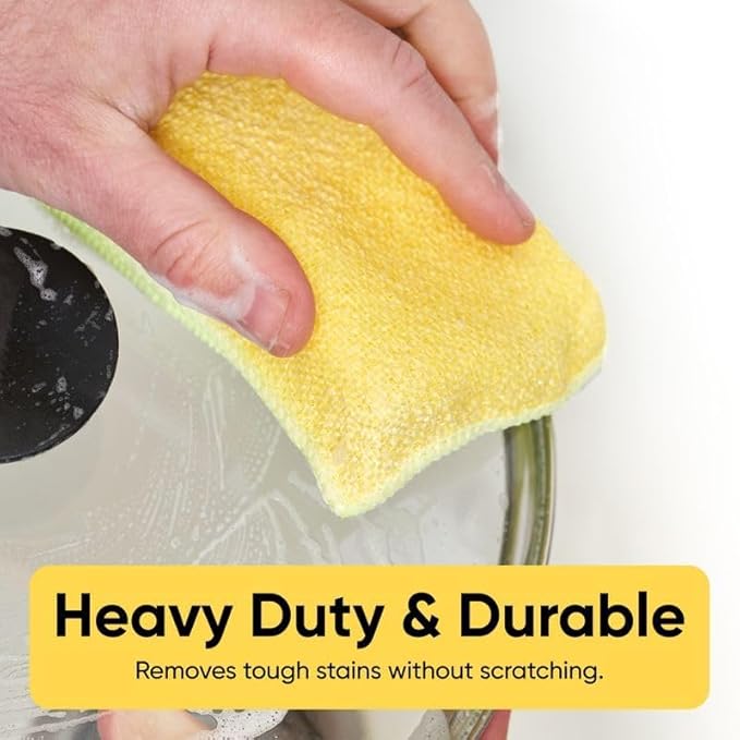 Miracle Microfiber Sponges for Kitchen, Kosher Non-Scratch Sponge Scrubber Heavy Duty Multi-Purpose Cleaning of Dishes, Pots, Pans, and Counter Tops, Machine Washable (6 Pack)