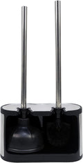 Casaphoria Stainless Steel Toilet Bowl Brush with Holder and Plunger Set, Freestanding Canister for Bathroom, 2 in 1 Hideaway Holder Heavy Duty Unclogger Plunger