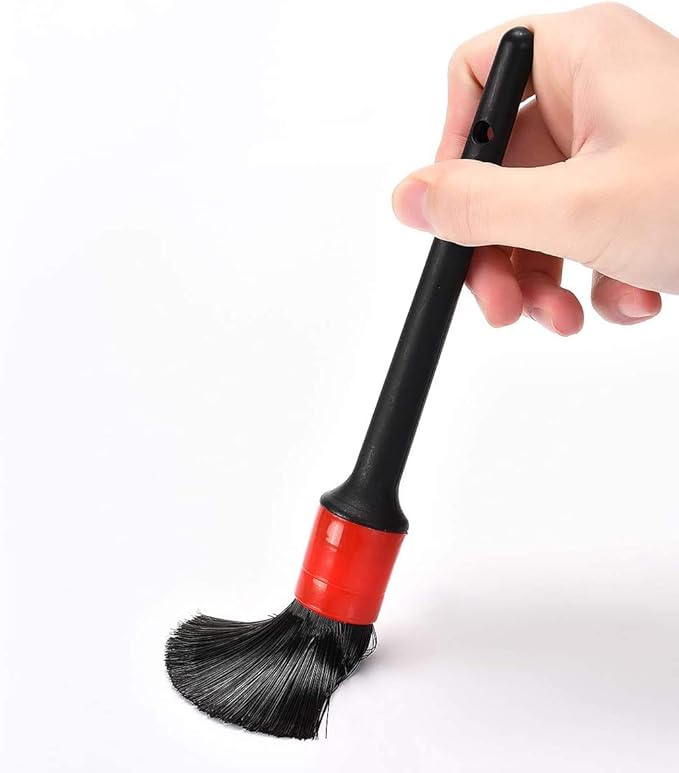 Generic Set Of 5 Car Detailing Brush,Automotive Detail Brushes For Cleaning Air Vents, Interior, Exterior, Wheels, Emblems, Leather, Dashboard, Engine, Silver