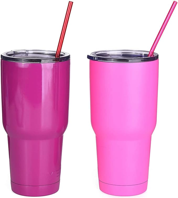 ALINK 35-Pack Tritan Hard Plastic Reusable Straws with Cleaning Brush, 10.5 in Long Thick Unbreakable Straws for 30 OZ Tumblers, Mason Jar, Yeti, Tervis
