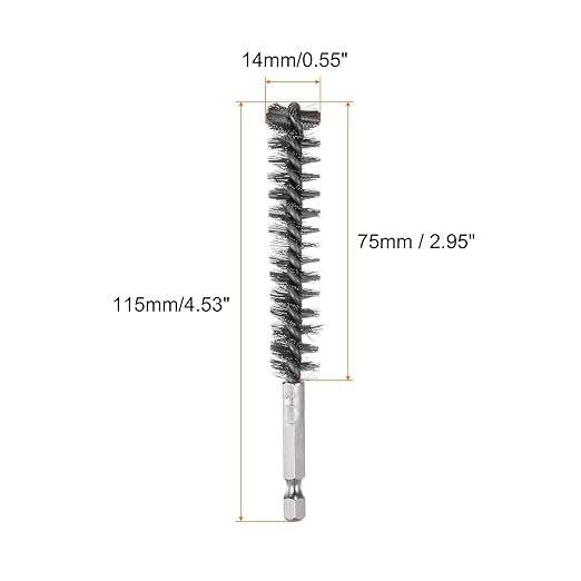HARFINGTON 5Pcs Bore Brush Stainless Steel 14mm Dia Cleaning Twisted Wire Brush Tube Pipe Cleaner with Handle 1/4 Inch Hex Shank for Tubes, Ports, Bearings