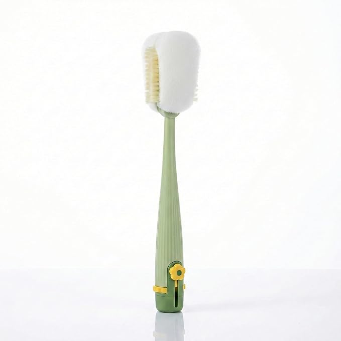 5 in 1 Bottle Lid Gap Cleaning Brush Set, Multifunctional Cup Cleaner for Baby Bottles, Drinking Cups & Straws, Modular & Detachable Design with Long Handle, Easy Rinsing (Green)