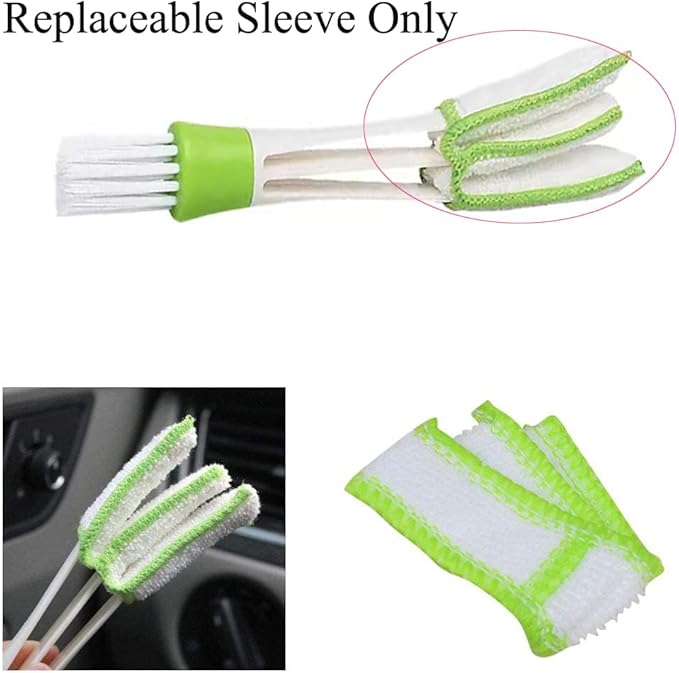 7 Pack Mini Duster Microfiber Sleeves Replacement Double Ended Car Air Vent Cleaning Brush Refills Pads for Car Detailing Brushes Duster Cleaning Kits Air Vent Crevice Dusting Detail Cleaner