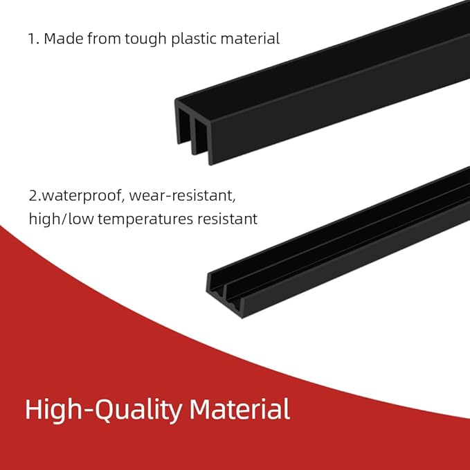 Sliding Door Track, Fit 1/4" Thick Panels, U Channel Rubber for Sliding Cabinet/Closet Door Track, Black, 4Feet*3Set
