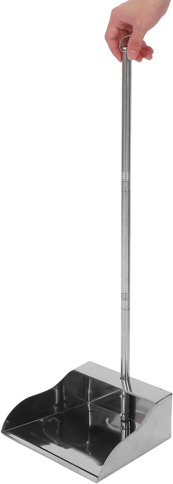 Stainless Steel Dustpan with Long Handle Large Heavy-Duty Garbage Shovel Standing Sweeper for Indoor Outdoor Commercial and Home Cleaning Tasks