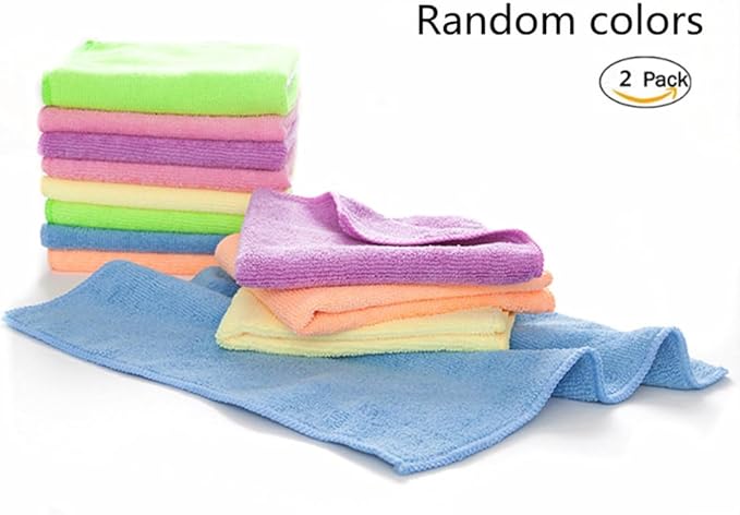 Rubber Cleaning Gloves Kitchen Dishwashing Glove 2-Pairs And Cleaning Cloth 2-Pack,Waterproof Reuseable.(Large)