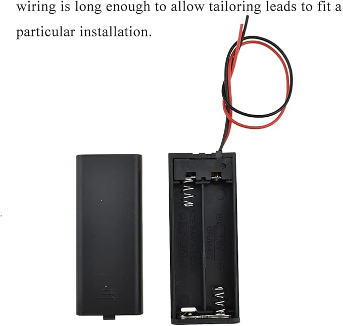 HAHIYO 3V AAA Battery Holder Bundle with Wire Sturdy Cover Flexible Springs Contact Build-in Switch Batteries Black Case Easy Install 8 Pieces for Wall Clocks Ham Radio Kids Toys