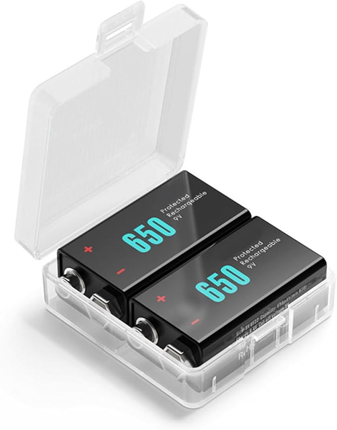 Heyiarbeit Battery Storage Case Holder Box for 2 9V Batteries, Clear Color (2 Pack)
