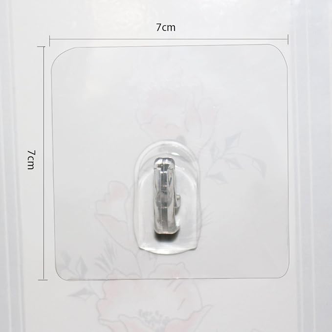 Hawsam 8PCS Clear Adhesive Sticky Wall Hooks,No Drilling Strong Waterproof Sticker Hanger for Kitchen, Shower and Bathroom 20kg/44lb. (Max Loading)
