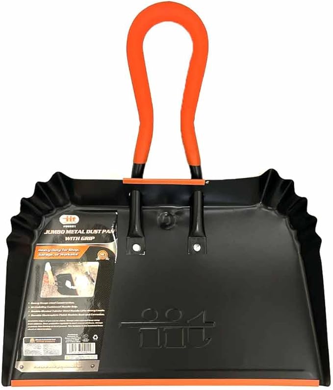 Jumbo Metal Dust Pan with Grip Dustpan Cleaning Supplies Does Not Chip or Bend Set Clear Dustpan Brush Hand Broom Duster Cleaner Wiper Sweeper Cleaning Dust Combo