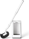 Toilet Bowl Brush and Holder Sturdy Plastic Long Handled Toilet Brushes for Bathroom with Ventilated Base Easy to Assemble for Deep Cleaning (White 1)