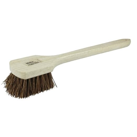 Weiler 72101 20" Utility Scrub Brush, Palmyra Fill, Long Handle, Wood Block