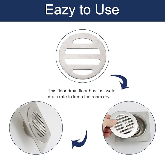 uxcell Shower Drain Hair Catcher, 3 inch Stainless Steel Round Floor Drain Cover Anti-Clogging Protection Cover Replacement for Furniture Repair Bathroom Kitchen