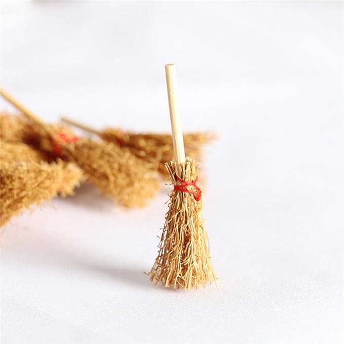 Mini Broom Rope Wizard Broom Halloween Decorative Accessory Hangings Decorations (Red)