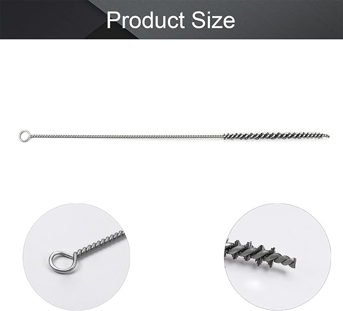 Utoolmart Steel Wire Cleaning Brush, Spiral Power Tube Brush, 0.2-inch Diameter 12-inch Length, 2pcs