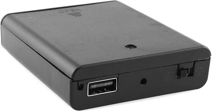 DGZZI 4xAA Battery Box 4 Slots AA Black Battery Storage Cases with Cover ON/Off Switch and USB Female Socket Battery Holder