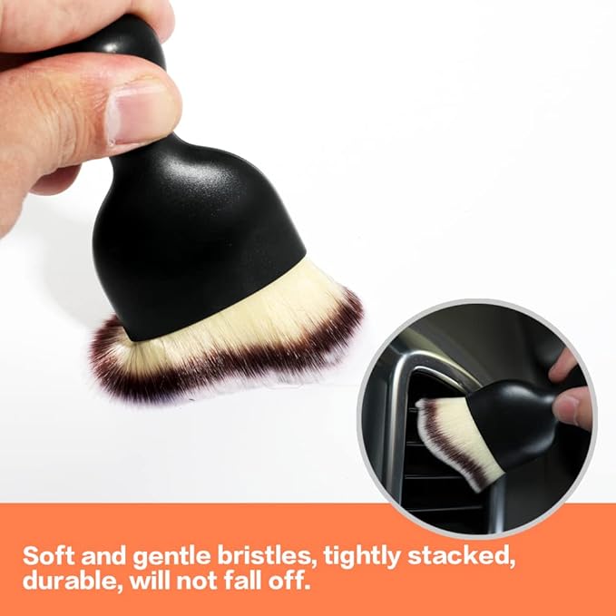 Car Interior Detailing Brush,Soft Bristle Cleaning Brush Car Detailing Brush Dusting Brush,Car Interior Cleaning Tool,Auto Detail Brush Car Dash Duster Brush (Tri-Color with Cap)