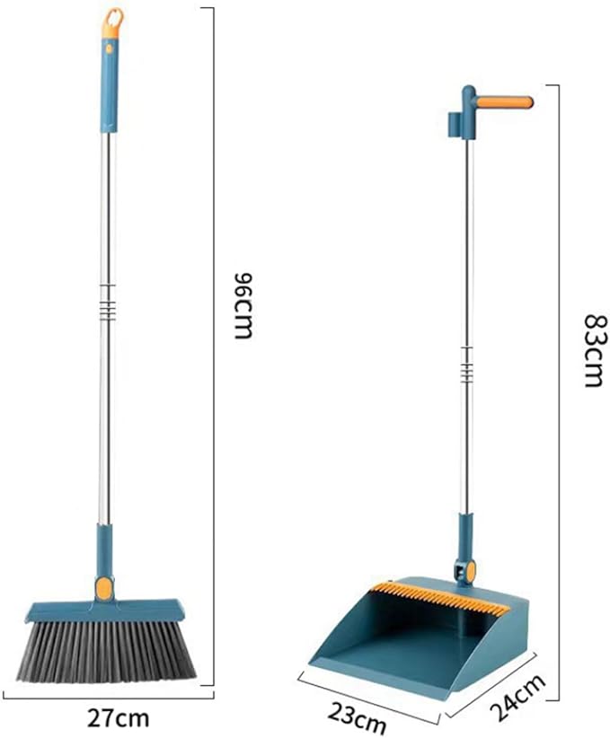 Foldable Broom and Dustpan Combo Set,Long Handle Brush with Upright Stand,Ideal for Home,Office,School,Dorms, Bathroom (White)