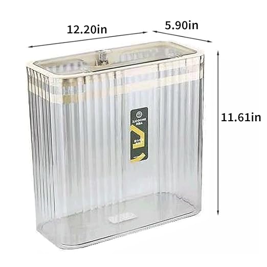Bathroom Trash Can with Lid3.5 Gallon Garbage Can，for Bedroom, Office, Plastic Slim Waste Basket with Press Top Lid, 15l Clear Trash Bin for Home Slim Trash Bin Clear, Kitchen(Transparent)