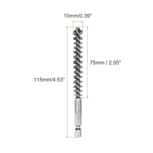 HARFINGTON 5Pcs Bore Brush Stainless Steel 10mm Dia Cleaning Twisted Wire Brush Tube Pipe Cleaner with Handle 1/4 Inch Hex Shank for Tubes, Ports, Bearings