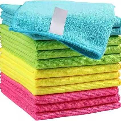 Microfiber Cleaning Cloths, 12 Pack Ultra-Soft Multicolor Towels, 40x40 cm Lint-Free Streak-Free Super Absorbent for Kitchen, Glass, Car Detailing, Home Cleaning