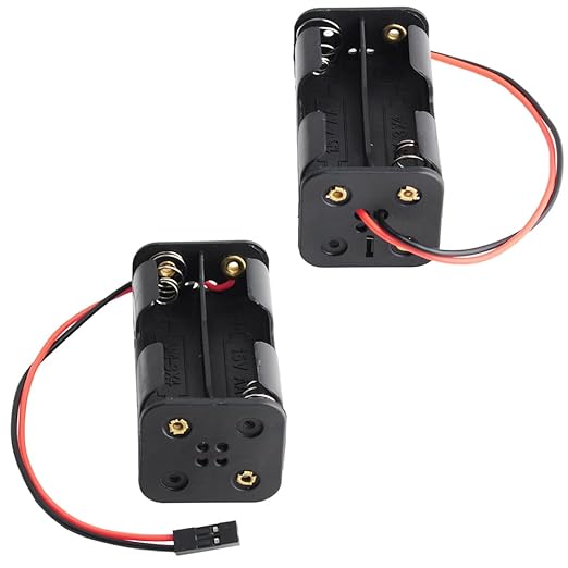 4 Cell 6V AA Battery Holder Case Cover Storage Box w/ 2P FUT J Plug Connector for Flysky Receiver RC 9g Micro Servo Tester(Pack of 4)