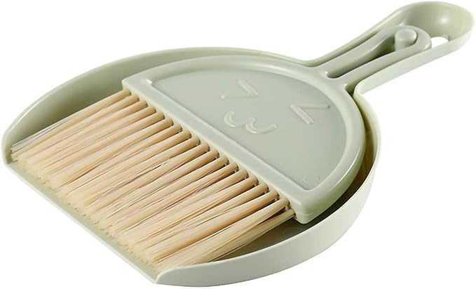 Mini Dust Pan with Broom Set,Small Broom and Dustpan Set Mini Hanging for Desk, Housekeeping, Office, Kitchen, Pet Nest, etc. (Green)