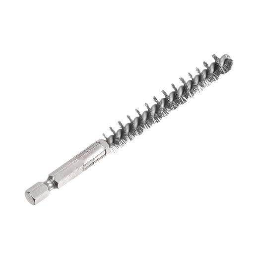 HARFINGTON Stainless Steel Bore Brush 10mm Dia Cleaning Wire Brush with Handle 1/4 Inch Hex Shank for Tubes, Ports, Bearings