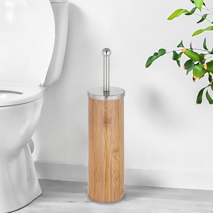 Zahari Home Woodland Toilet Bowl Brush and Holder, Metal, Natural