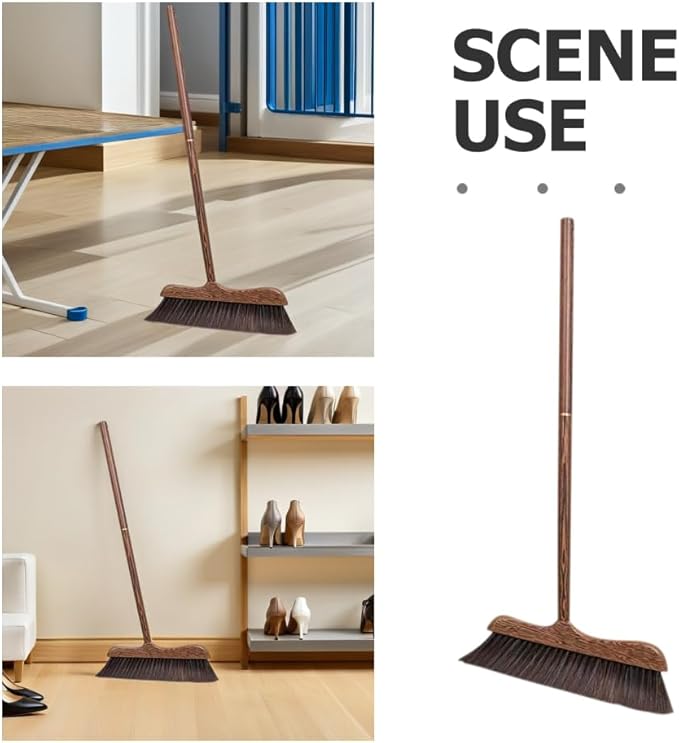 UNOMOR Handmade Soft Wood Broom - Long Handle Broom for Dust Removal, Kitchen Cleaning Sidewalk, Patio, Courtyard, Bathtub, and Floor Brush