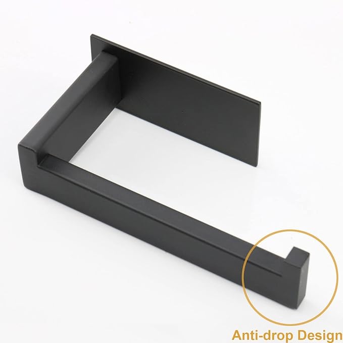 Toilet Paper Holder, Self Adhesive Tissue Holder Stainless Steel Rustproof Paper Roll Holder, No Drilling Easy to Install, Toilet Paper Rack Suitable for Office, Bathroom (2, Matte Black)