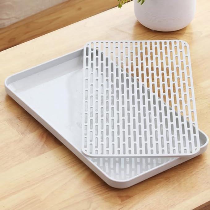Bottle Drying Rack with Dual Layer Drain Tray 12.20X6.88X0.98In Kitchen Countertop Organizer for Cups Bottles Utensils Efficient Water Drainage