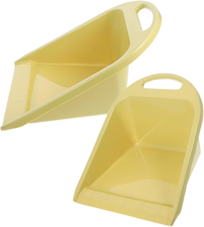 BESPORTBLE Handheld Dust Pan Set 2pcs Small Size Lime Yellow with Comfortable Grip, Reusable Table Cleaning Dustpan for Home, Office, Garage Debris Collection