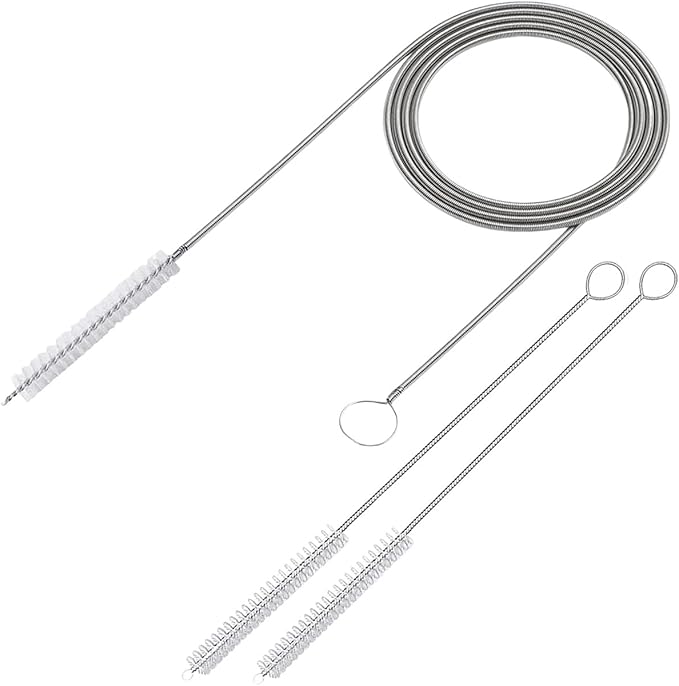 Long Drain Wire Brush, 60 Inch Flexible Pipe Tube Brush, Nylon Stainless Steel Sunroof Drain Cleaning Tool & Straw Cleaning Brush for Home, Kitchen, Fish Tank, Water Pump Accessories