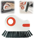 2 in 1 Groove Cleaning Brush, Upgrade Window Track Cleaning Tools, Multifunction Hard Bristle Crevice Cleaning Brush with Hidden Scraper for Sliding Door Track, Window Sill, Window Seal (Orange)