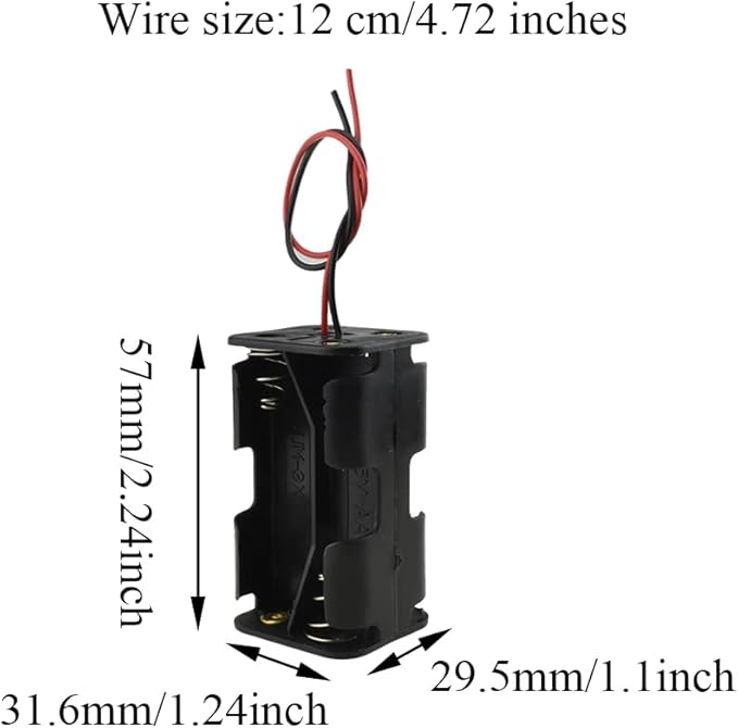 HAHIYO 6V 4AA Battery Holder Bundle Series with Wire Sturdy Clapm Flexible Springs Contact Build-in Harnesses Batteries Black Case Easy Install 4 Pieces for Wall Clocks Ham Radio Kids Toys