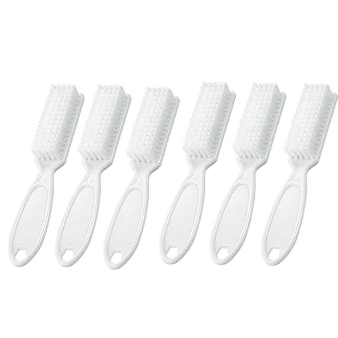 6Pcs Handle Grip Nail Brush, Hand Fingernail Cleaner Brush Manicure Tools Scrub Cleaning Brushes for Toes and Nails (White)