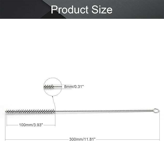Utoolmart Steel Wire Cleaning Brush, Spiral Power Tube Brush, Steel Wire Tube Brush Cleaning Tool, Tube Bottle Brush, 0.3-inch Diameter 12-inch Length, 2pcs