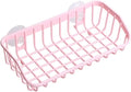 Pink Multifunctional Drain Rack, Hanging Storage Rack Drain Rack Sink Shelf Suction Cup Dishwashing Soap Sponge Holder for Kitchen Accessories Racks and Holders, Dish Racks