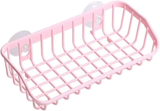 Pink Multifunctional Drain Rack, Hanging Storage Rack Drain Rack Sink Shelf Suction Cup Dishwashing Soap Sponge Holder for Kitchen Accessories Racks and Holders, Dish Racks