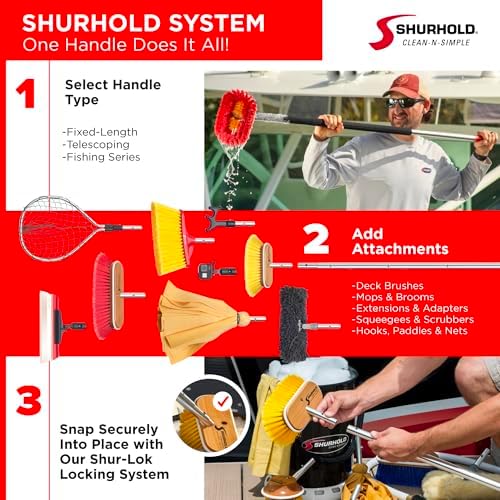 Shurhold 965 6 Inch Combo Bristle Brush, Deck Brush With Red Polystyrene Bristles