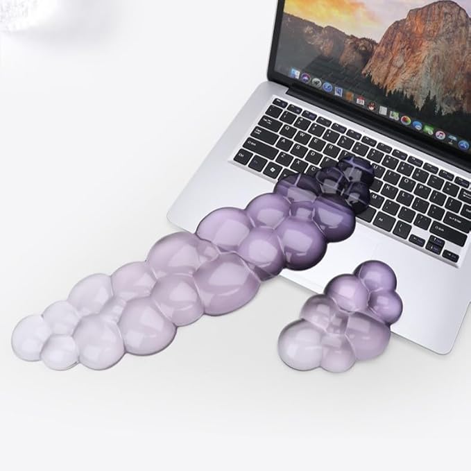 YOWKA Ergonomic Wrist Rest Set for Keyboard and Mouse, Cooling Gel Support (Purple)