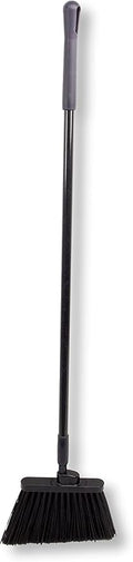 SPARTA 41082EC03 Plastic Color Coded Broom, Flagged Bristles, Long Broom With Angled Head For Large Debris, 56 Inches, Black, (Pack of 12)