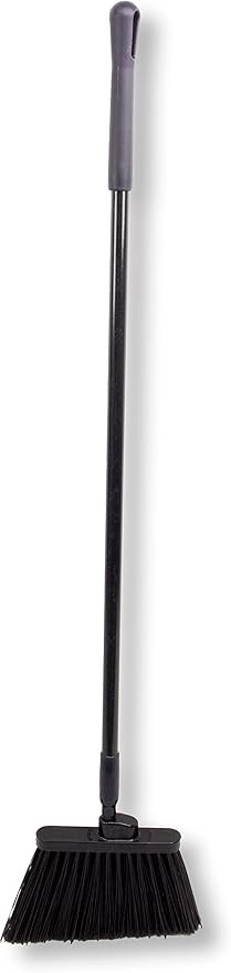 SPARTA 41082EC03 Plastic Color Coded Broom, Flagged Bristles, Long Broom With Angled Head For Large Debris, 56 Inches, Black, (Pack of 12)