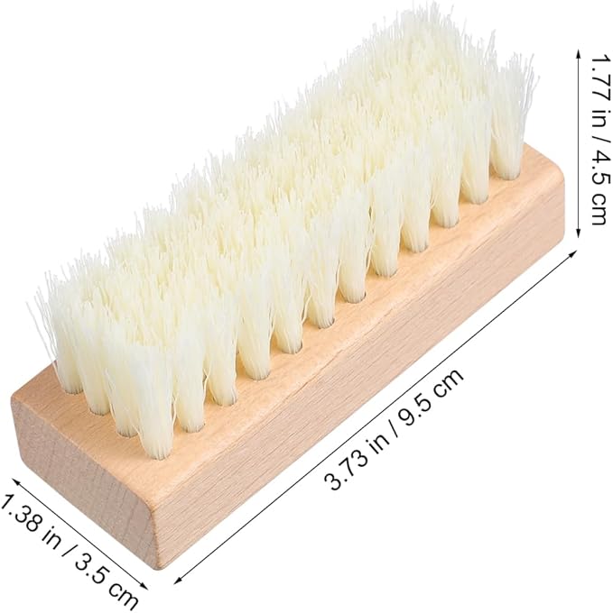 GLEAVI 4Pcs Shoe Cleaning Brush Set: Sturdy Wood Handle Soft Nylon Bristle Scrubbers, 3.7 Inch Portable Dirt Remover for Sneakers, Suede & Leather Boots
